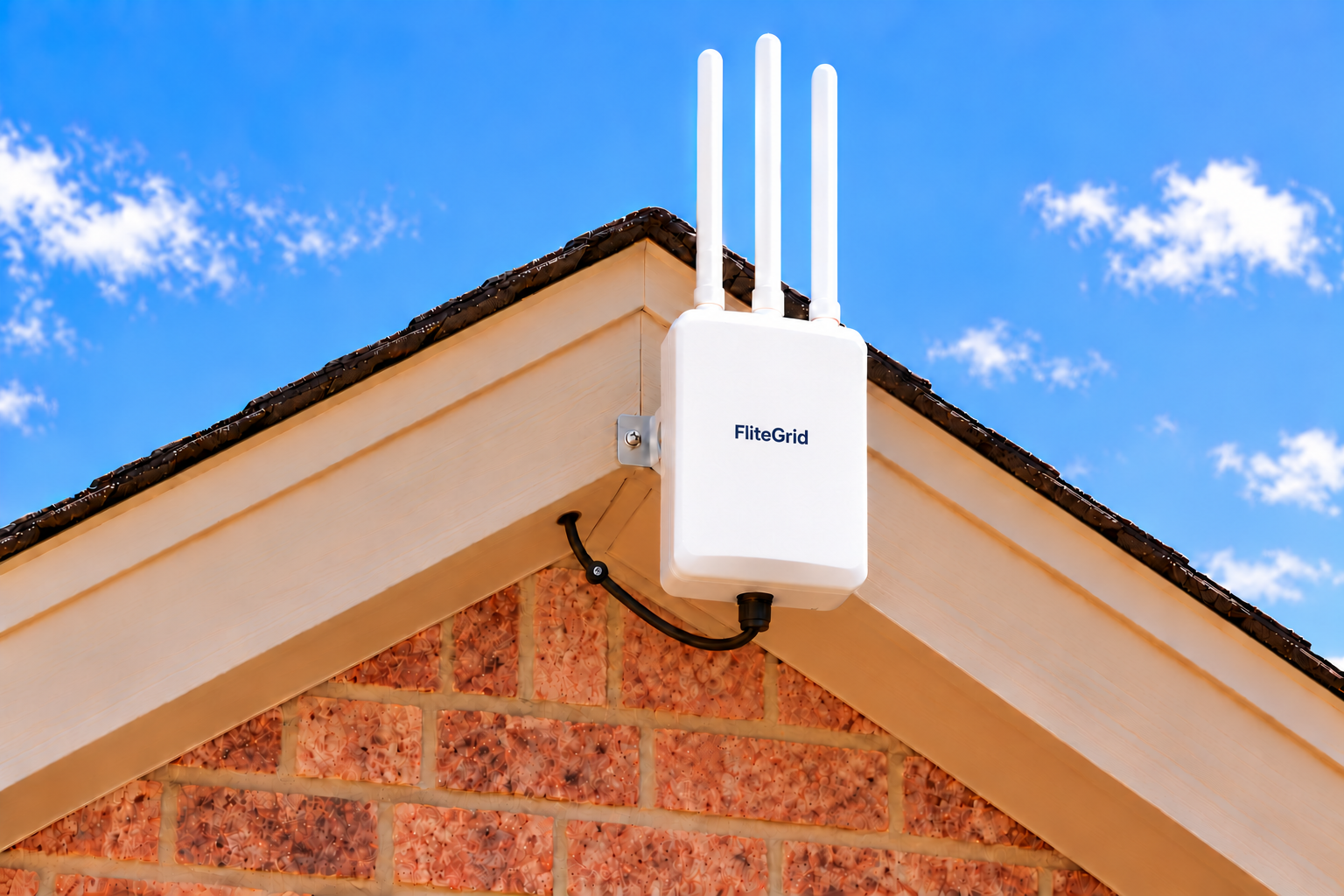 Illustrative FliteGrid sensor installed under a house eave